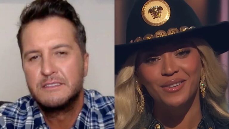 Side by side photo of Beyoncé and Luke Bryan.