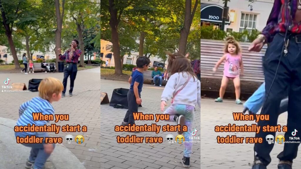 Toddlers Take Over Street Performance in Wholesome ‘Toddler Rave’ Viral Clip: ‘Parents Appreciate This Public Service’ toddler rave goes viral