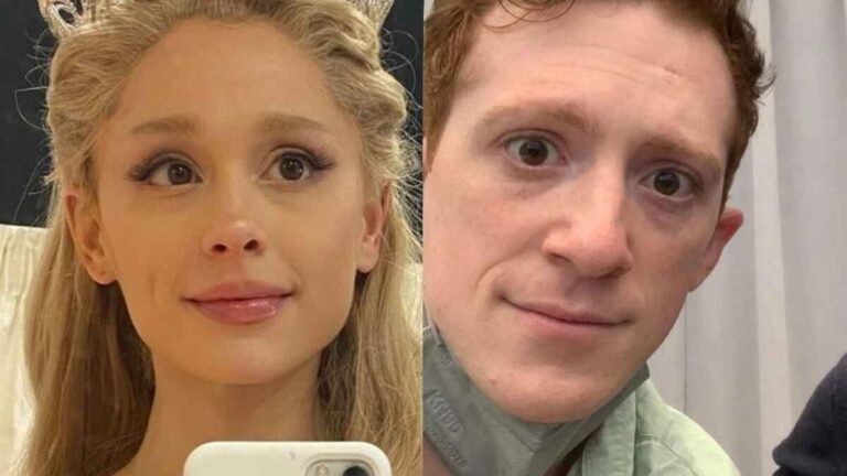 Ariana Grande and Ethan Slater Share Emotional Hug in BTS Photo From ‘Wicked’ Ariana Grande and Ethan Slater in 'Wicked'; Ethan Slater and Ariana Grande in 'Wicked'