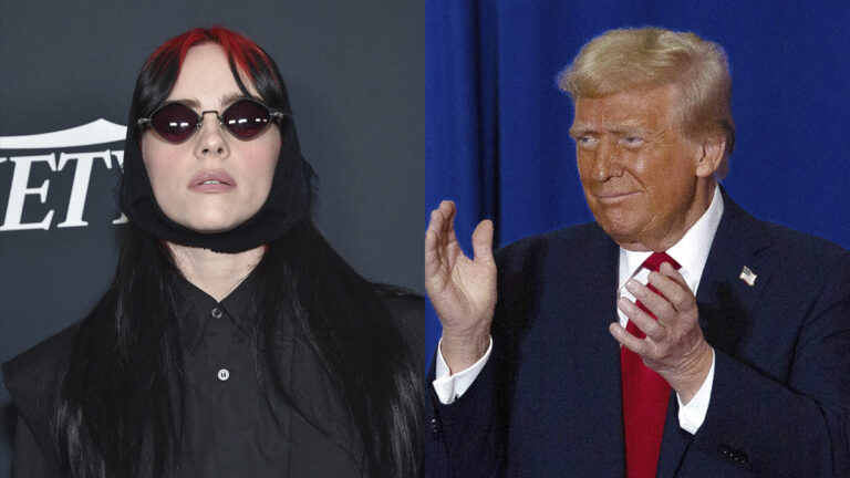 Billie Eilish Dedicates Segment of Her Concert To Blasting Donald Trump After Election Win: ‘Someone Who Hates Women So So Deeply’ A photo collage of Billie Eilish and Donald Trump