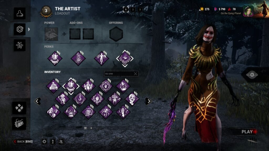 A generic meta build for the Artist in Dead by Daylight