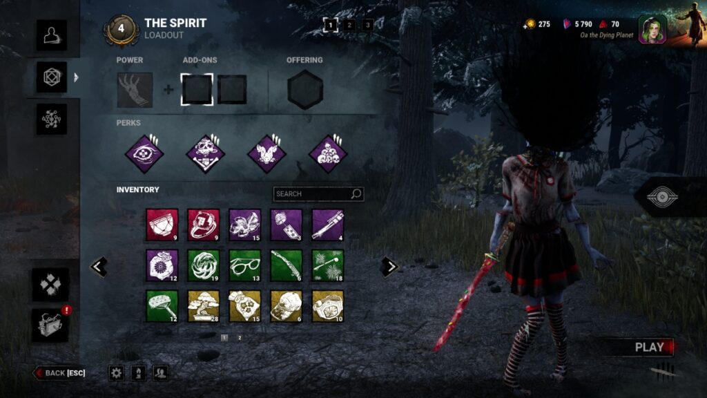 A Spirit build featuring only generic and free perks