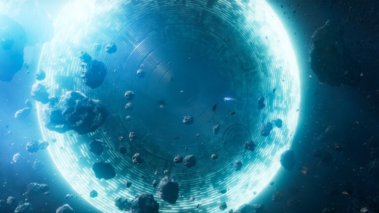 Exodus Devs Confirm ‘A Date Does Exist’ for First Gameplay Trailer A huge glowing blue object viewed through an asteroid field in Exodus