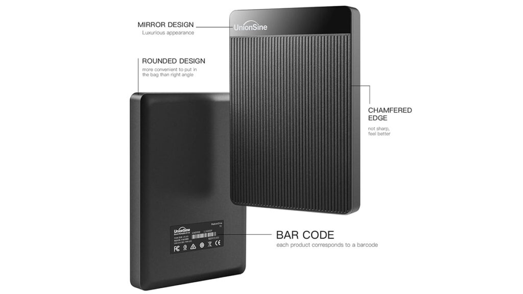 UnionSine - 1TB Ultra Slim Portable External HDD