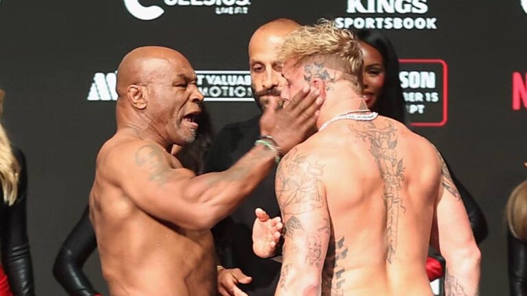 Mike Tyson Shows He’s Ready For The Fight By Slapping Jake Paul In The Face: “I’ll Teach Him a Lesson” Mike Tyson Jake Paul Netflix