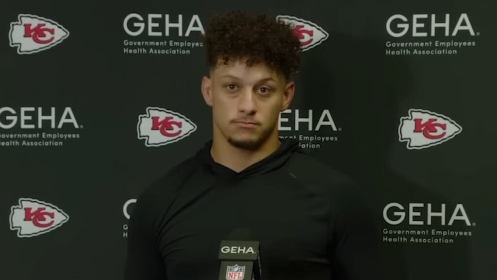 Fans Slam ‘Woke’ NFL After Fining Patrick Mahomes Nearly $15,000 for ‘Violent Gesture’ During Game Patrick Mahomes during a post-game interview.