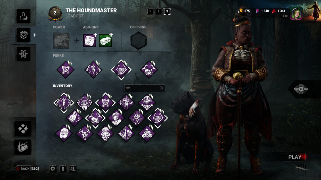 A variety of Hex perks used with Houndmaster