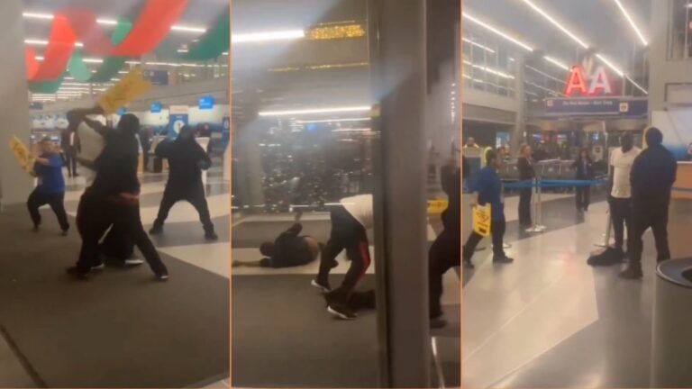 Fight Using Wet Floor Signs Breaks Out at Chicago Airport: ‘This Is Some Waffle House S**t’ Fight Using Wet Floor Signs Breaks Out at Chicago Airport ‘This Is Some Waffle House Shit'