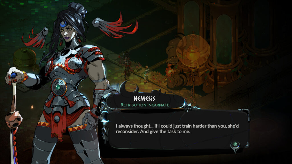 Nemesis speaks to the player in Hades 2