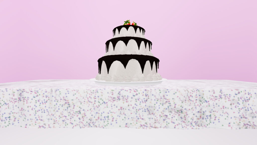 How To Change Your Age on Roblox A lavish birthday cake against a pink background in Roblox