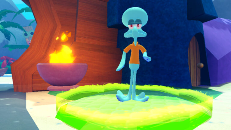 Roblox SpongeBob Tower Defense Codes (December 2024) Squidward poses in a green energy circle in Roblox Spongebob Tower Defense