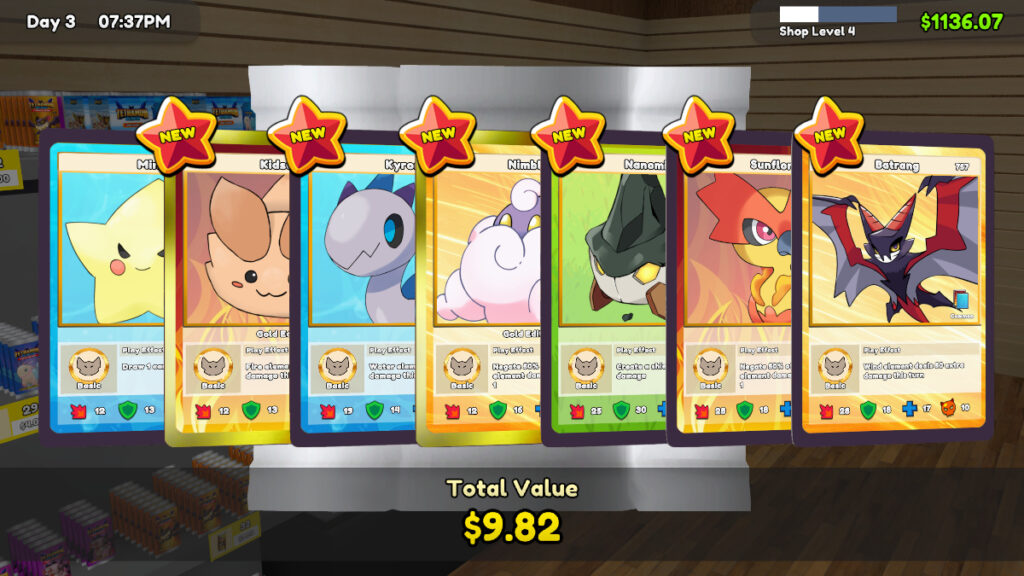 An open pack of cards in TCG Card Shop Simulator, one of the best early access games of 2024