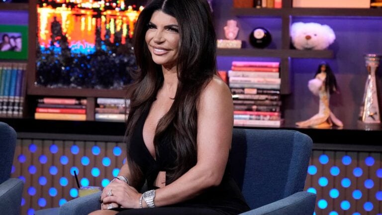 Teresa Giudice Slams ‘Disgusting’ Real Housewives of New Jersey Co-Stars for Show Being On Pause Teresa Giudice in all-black on WWHL.