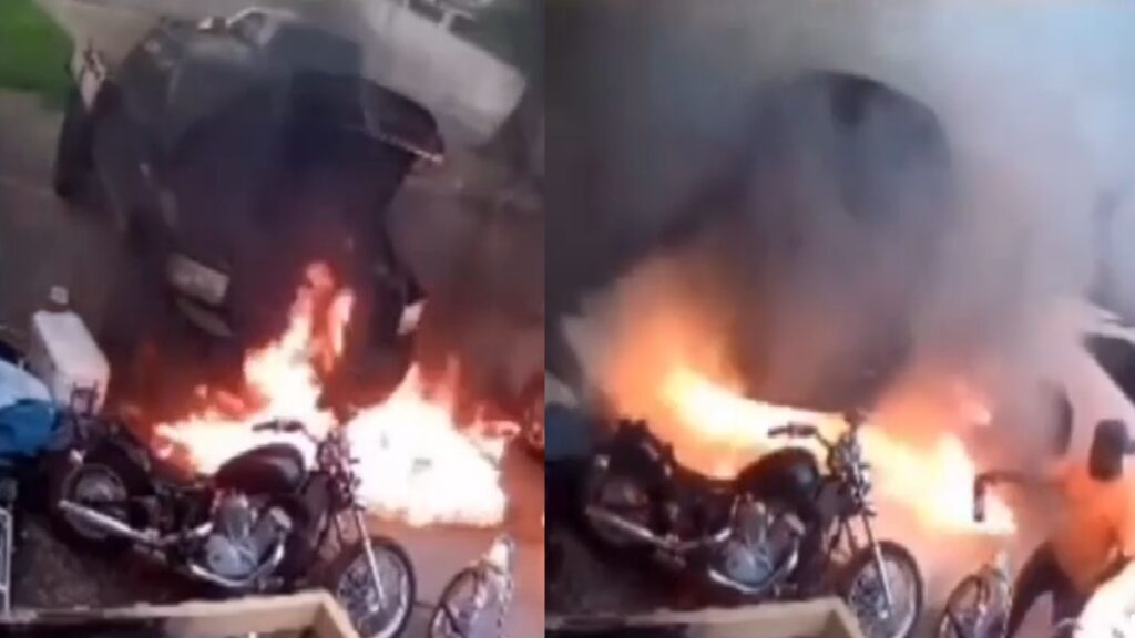 Man Casually Starts Inferno at Home, Hilariously Tackles It With Tiny Fire Extinguisher tiny fire extinguisher