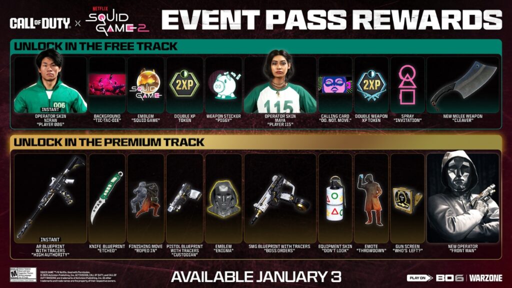 Black Ops 6 and Warzone Squid Games Event Pass