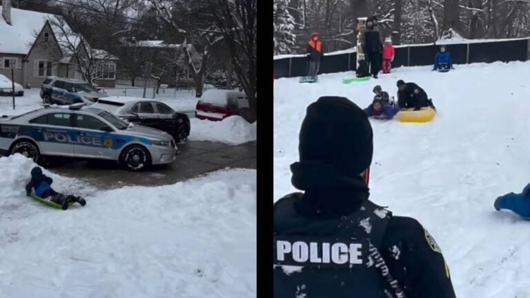 Maryland Homeowner Calls the Cops Over Children Playing in the Snow, But the Outcome Wasn’t What They Expected: ‘Don’t Slide Here… Without Us 😅’ Maryland Cops Children Snow Play
