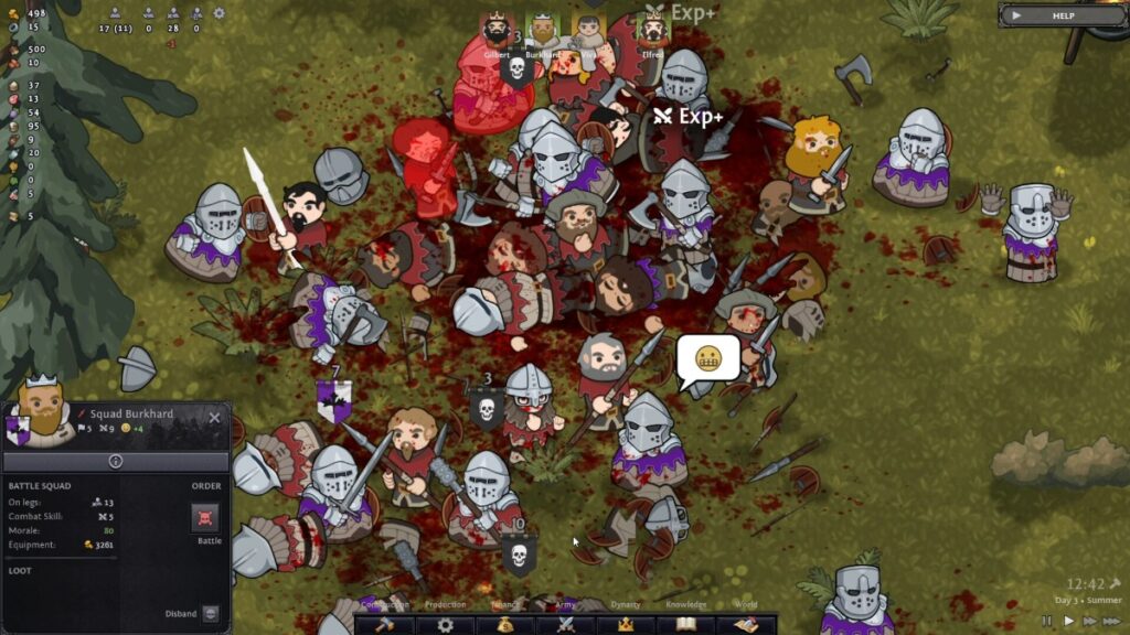 A bloody battle among comically cartoonish medieval warriors in Norland
