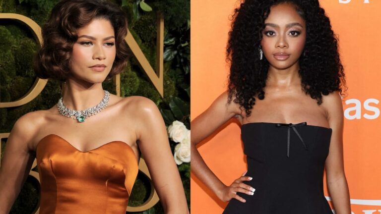 Fans Are Dragging Skai Jackson for Having a Man’s Baby Before Getting ‘A Ring’ Like Zendaya Side by side of Zendaya and Skai Jackson.