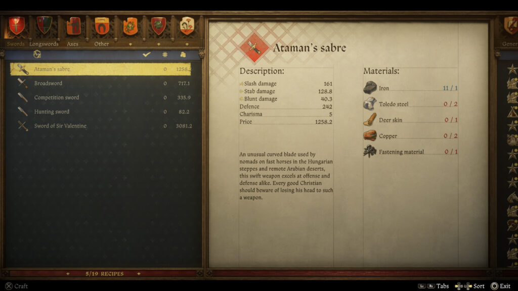 Ataman's Sabre Recipe