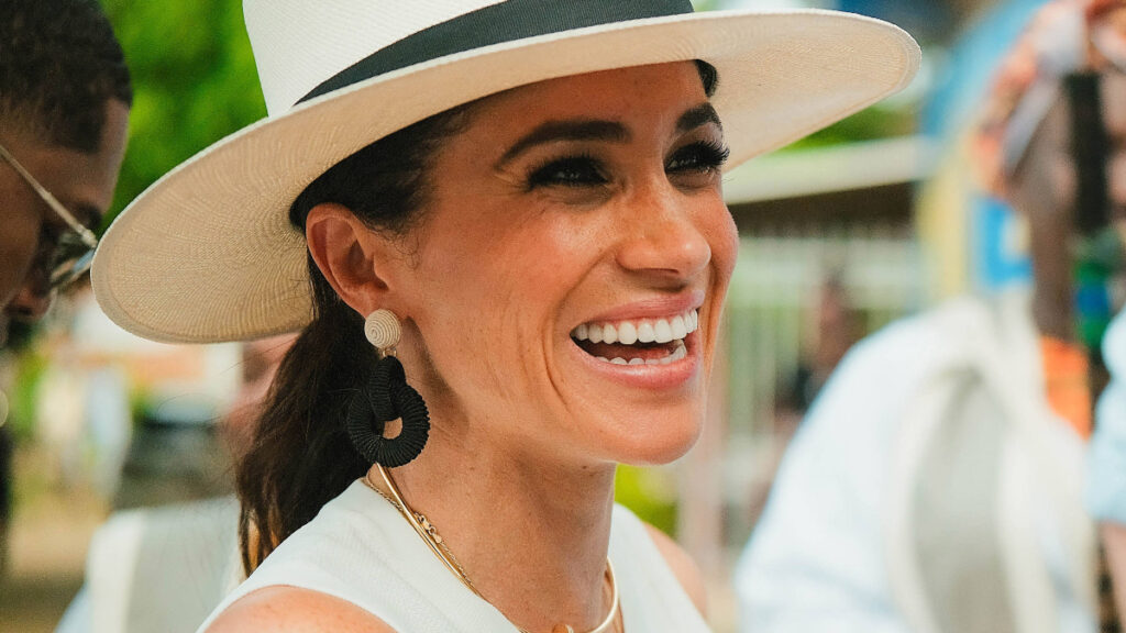 Meghan Markle in a white outfit.