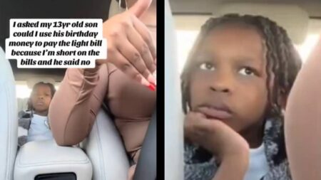 Mom son pay light bill