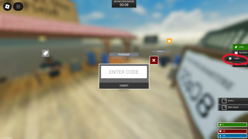 The code redemption screen for Roblox Edward the Man-Eating Train