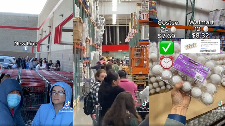 California Shoppers in Mass Hysteria Mode, Brave Massive Costco Lines for Cheap Egg Cartons: ‘More Dollars Than Sense’ california costco lines over egg shortage