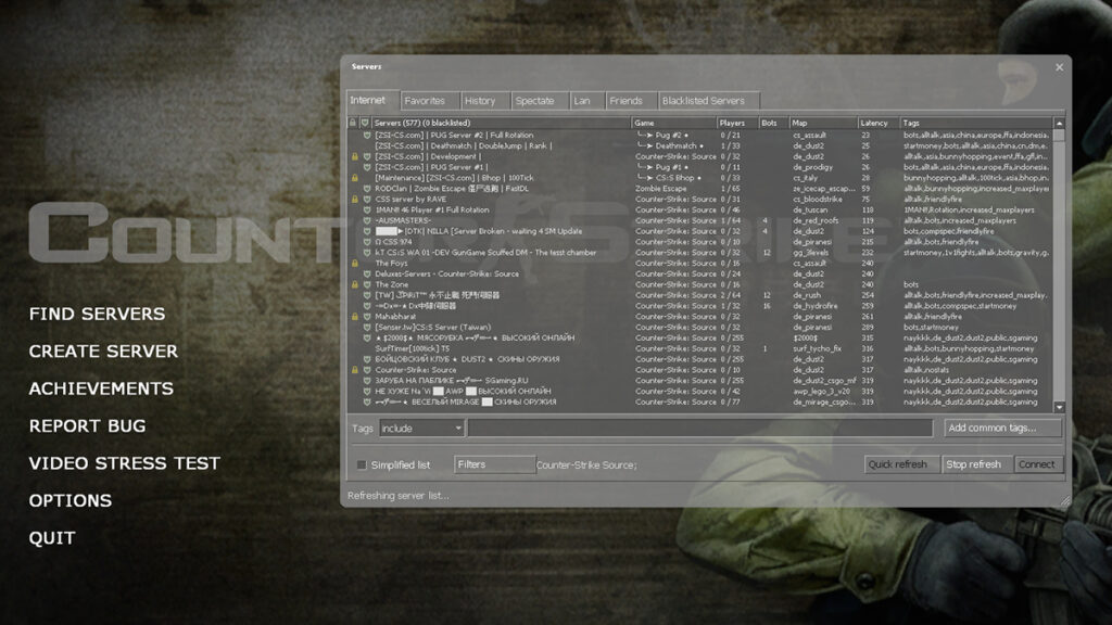 Server browser in Counter-Strike: Source