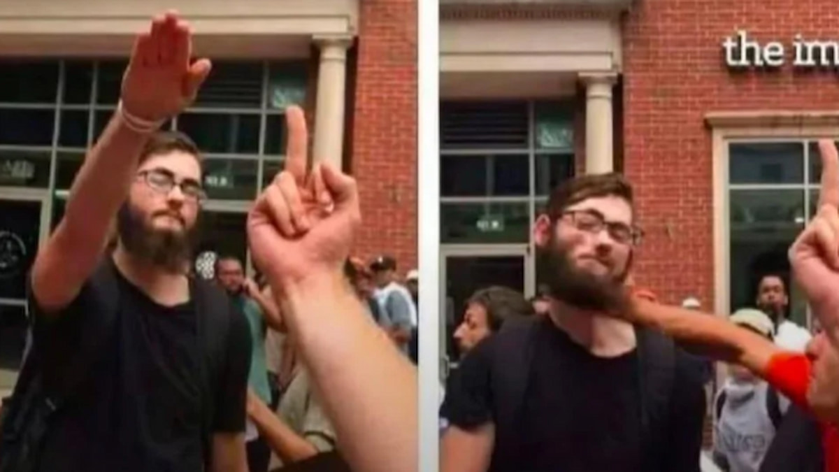 Foolish Charlottesville Nazi Gets Absolutely Destroyed By A Freedom Fist