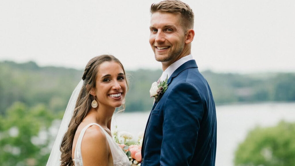 Andrew Cross and his wife at their 2021 wedding.