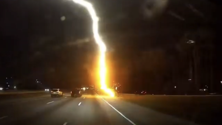 Atlanta Driver Narrowly Misses Massive Lightning Strike 10 Feet Away