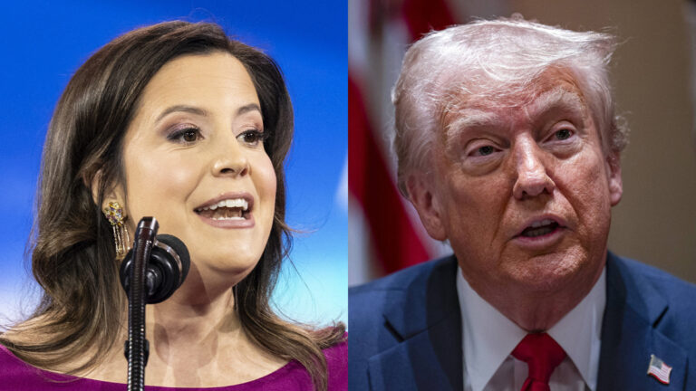 Elise Stefanik Told ‘She Should Know Better’ After Being Slammed With Boos in New York Over Donald Trump’s Remark A photo collage of Elise Stefanik and President Donald Trump