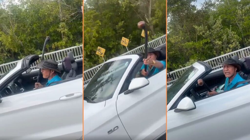 Florida Boomer with Staff Tries to Run Car Off Road: ‘I Do Not Think He Shall Let You Pass’ Florida Boomer with Staff Tries to Run Car Off Road 'I Do Not Think He Shall Let You Pass'