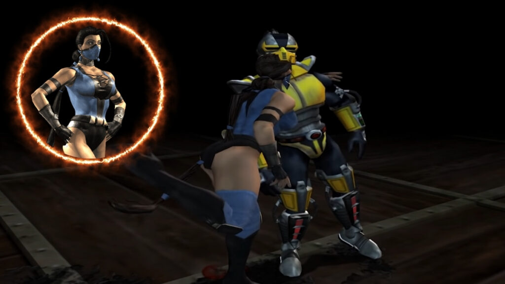 Kitana's kiss puff finisher in Mortal Kombat: Deadly Alliance