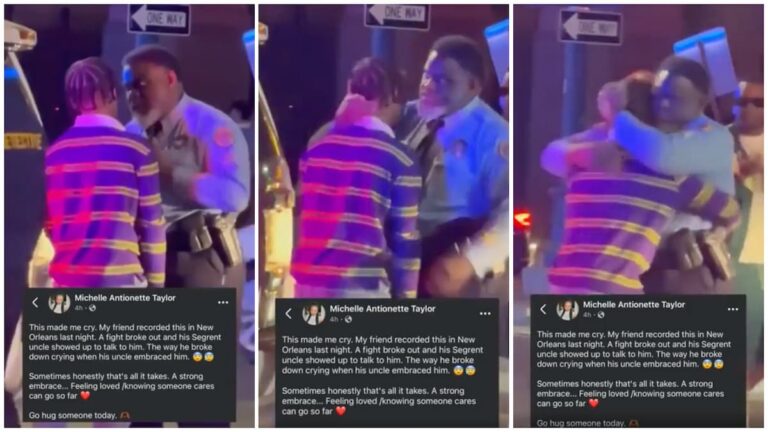 New Orleans Sergeant Hugs Nephew While He’s Being Detained for Fighting in Emotional Viral Clip: ‘Worlds Too Full of Hate. We Need More Hugs’ New Orleans Sergeant Hugs His Nephew After a Fight