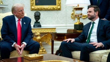 President Donald Trump and Vice President JD Vance at the oval office