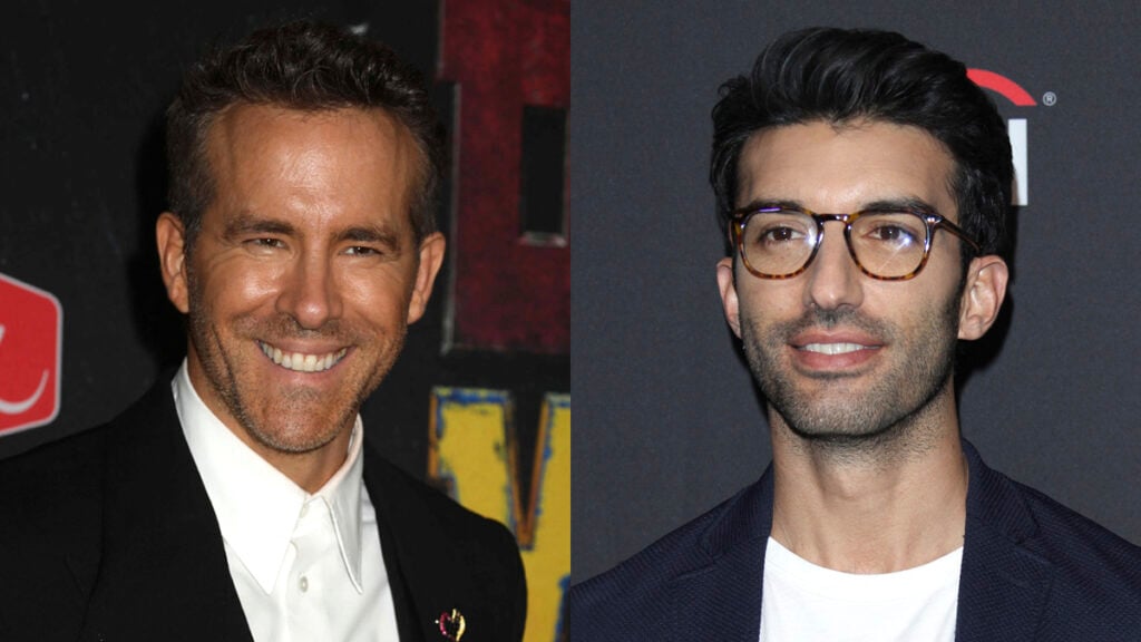 A photo collage of Ryan Reynolds and Justin Baldoni