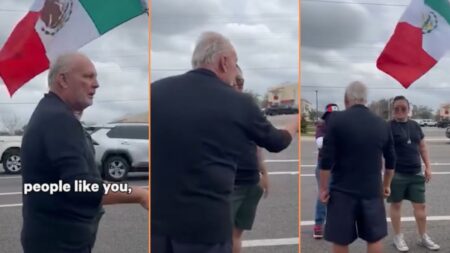Tampa Bay Boomer Approaches Group of Protesters Waving Mexican Flag and Things Go Unexpectedly 'The Aggressive Boomer Pointing Being Used For Good'
