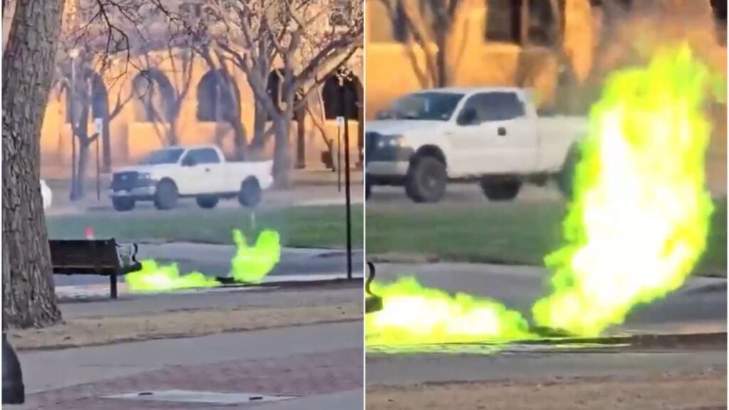 Students Forced To Evacuate Texas Tech Campus as Mysterious Green Flames Rise From Manhole Covers: ‘Clearly, This Is Hell Rising Up!’ Students Forced To Evacuate Texas Tech Campus as Mysterious Green Flames Rise From Manhole Covers: 'Clearly, This Is Hell Rising Up!'