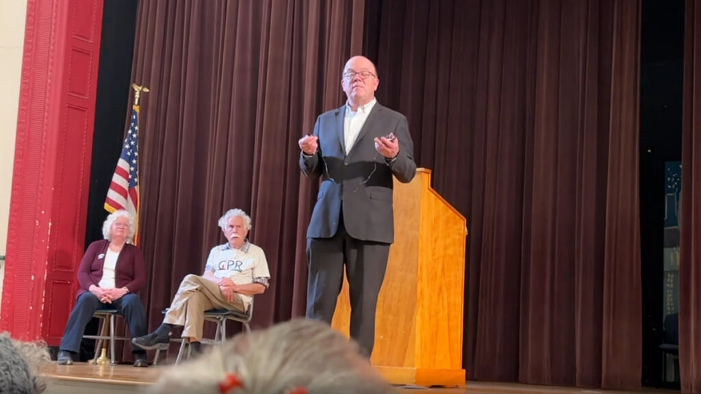 Massachusetts Rep. Jim McGovern Calls for General Strike at Greenfield Town Hall: ‘People Need to Step Up’ Massachusetts Rep. Tim McGovern speaking at a Greenfield town hall
