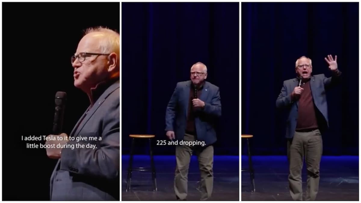 Governor of Minnesota Tim Walz Says Watching Tesla’s Plummeting Stocks Gives Him ‘A Little Boost’: ‘My Governor Doing Standup Wasn’t on My 2025 Bingo Card’