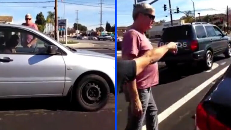 good samaritans protect a woman from a driver with road rage in california