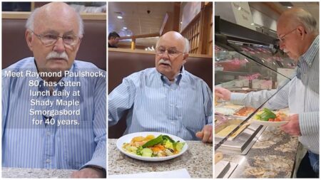 80 year old man has eaten lunch everyday for the last 40 years in a buffet restaurant