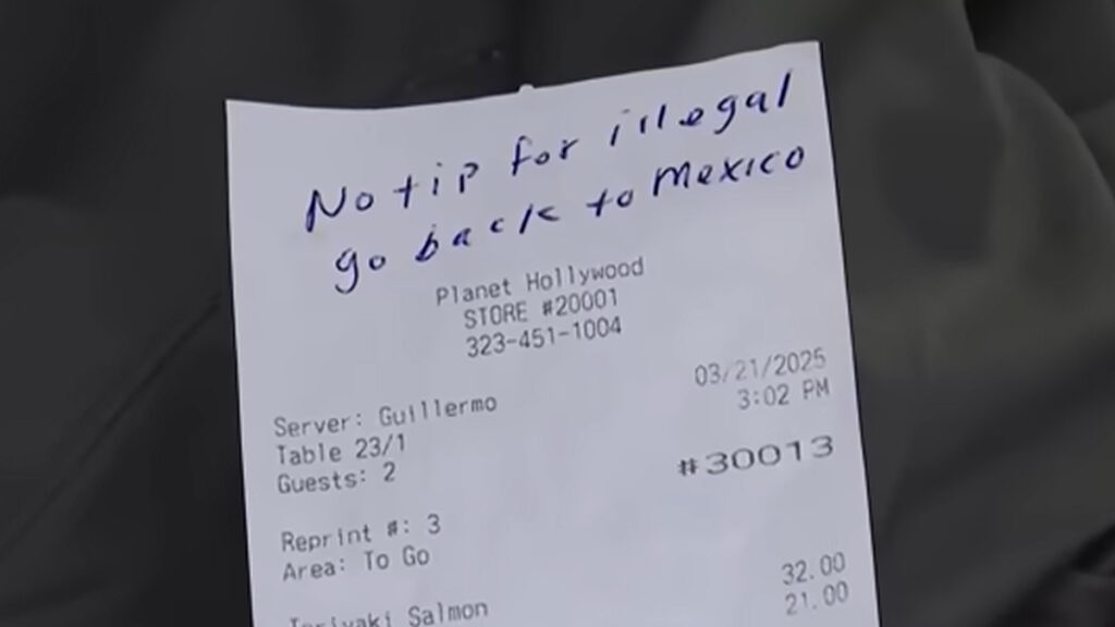 Los Angeles International Airport Server Shocked by Racist Note: ‘No Tips for Illegals’ Los Angeles International Airport Server, Guillermo Ortiz, Shocked by Racist Note: ‘No Tips for Illegals'