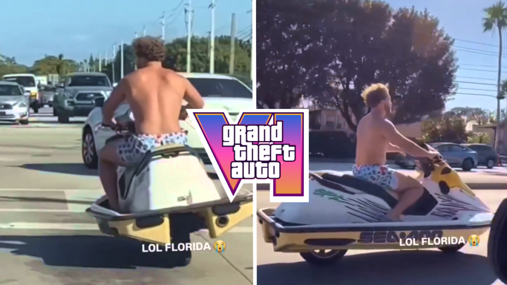 Naked Florida Man Rides Jet Ski Across Busy Streets