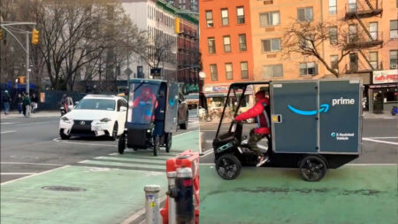 Amazon’s License-Free Delivery Vehicle Hits New York Streets: ‘Tech Bros Finally Reinvented the Rickshaw'