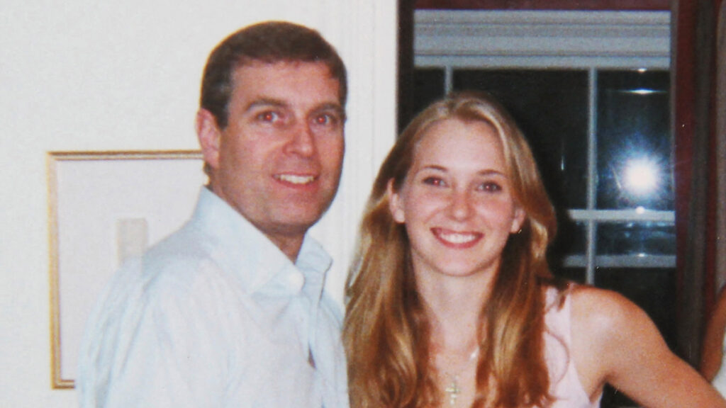 Prince Andrew’s Accuser Virginia Giuffre Lives Past ‘Four Days to Live’ Claims: ‘Why Is She Still Here?’ Prince Andrew smiling as he stands with his left arm around the waist of a young Virginia Roberts (now Virginia Giuffre). It is alleged to have been taken in early 2001.