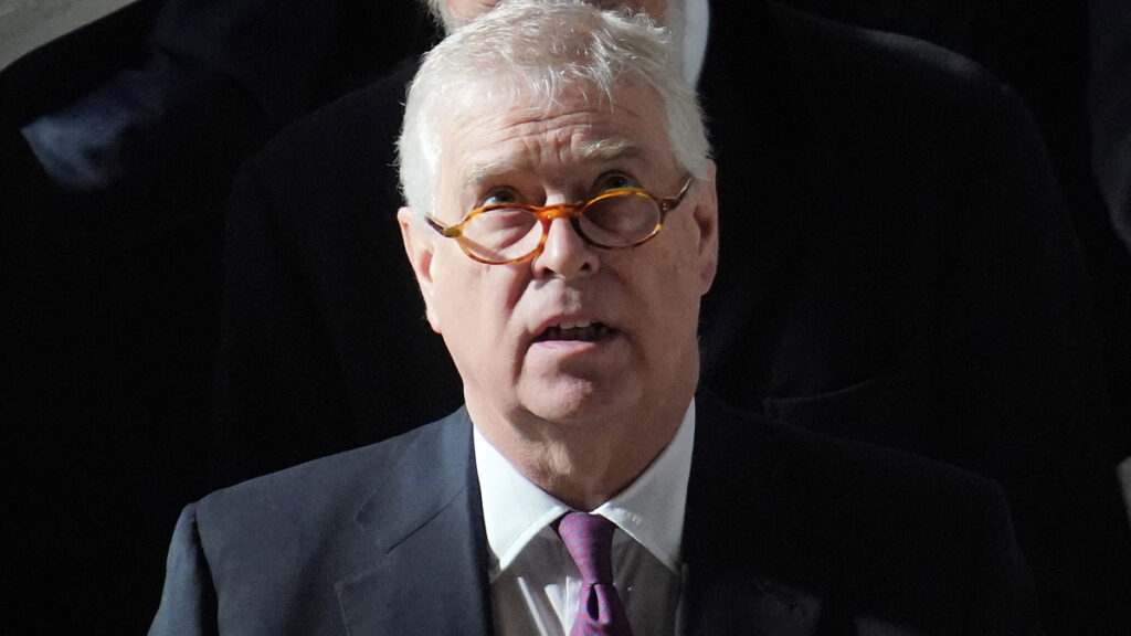 Prince Andrew at the Thanksgiving Service for King Constantine of Greece at St George's Chapel, Windsor Berkshire, UK, on the 27th February 2024.