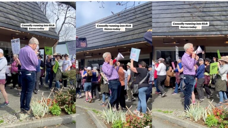 PBS Travel Star Leads ‘Hands Off! Protests in Washington With ‘Fat Boy Slim’ Inspired Jingle: ‘Tell Me What Democracy Looks Like?’ PBS Travel Star Leads 'Hands Off! Protests in Washington