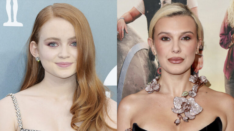 A photo collage of Sadie Sink and Millie Bobby-Brown